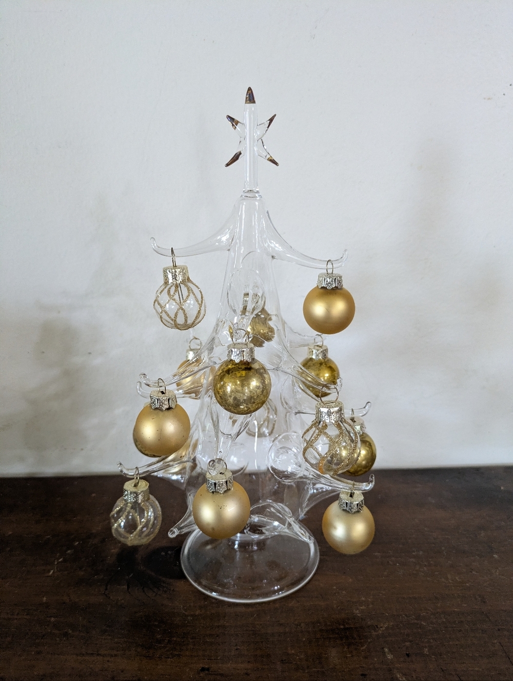 Vintage Murano Soffieria Parise Italian Art Glass Christmas Tree Gold Ornaments